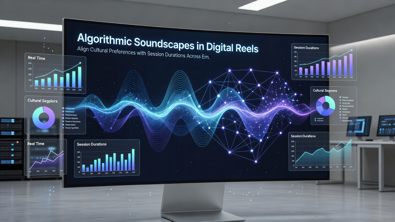 Mobile screen showing algorithmic audio layers syncing with cultural reel symbols during active session