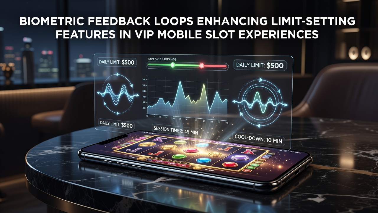 Mobile device displaying biometric sensors monitoring heart rate and skin response during slot play
