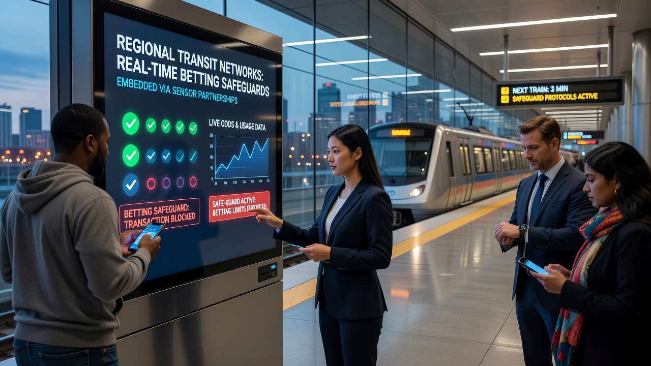 Sensor data flow diagram between transit vehicle and commuter betting app interface