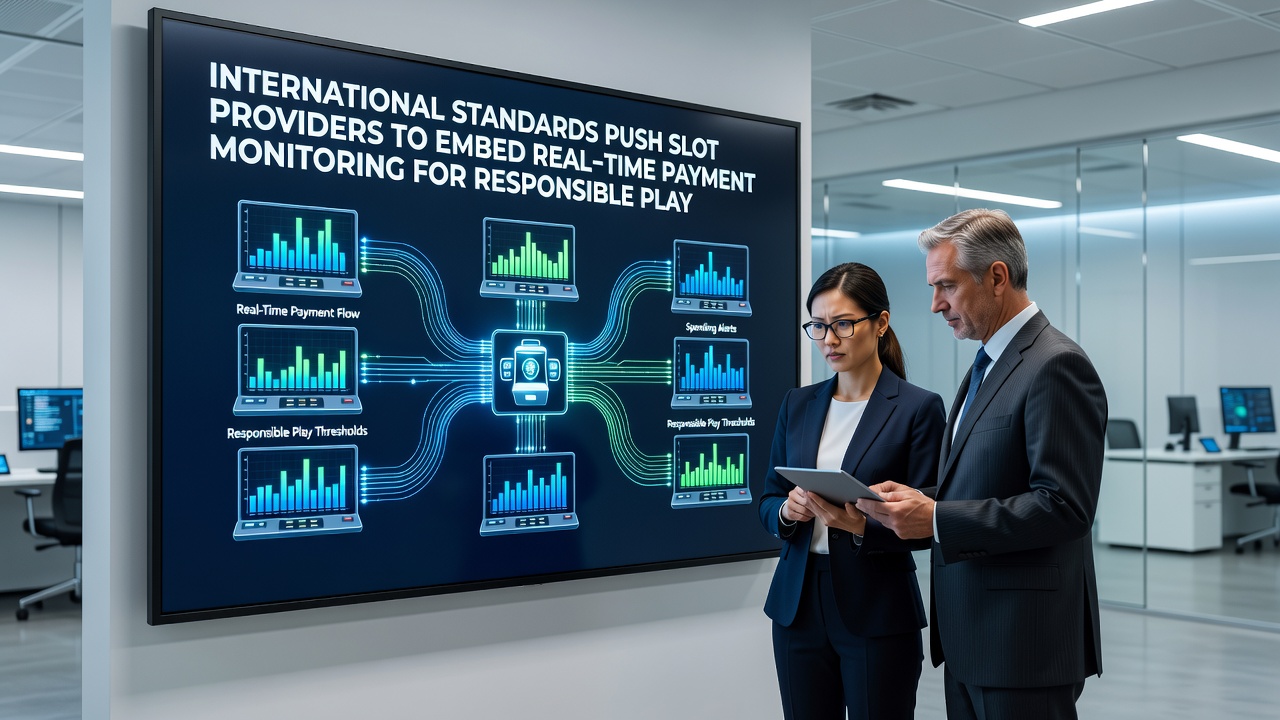 Slot machine interface displaying real-time payment monitoring dashboard with transaction alerts and player session data